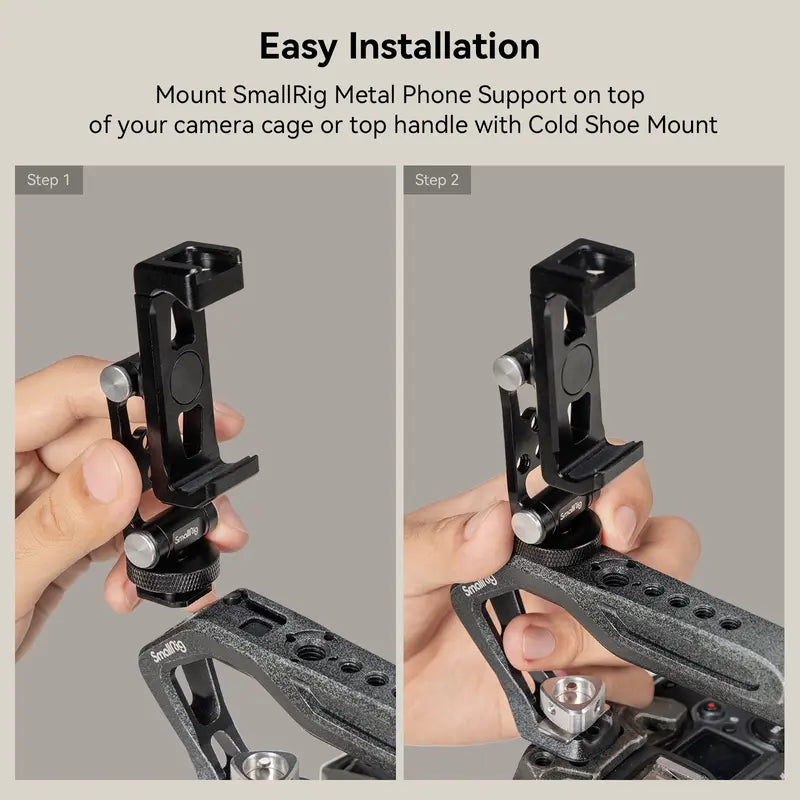 Metal Phone Holder with Cold Shoe Mount – Universal Cell Phone Adapter with Adjustable Joints, Tripod Mount for iPhone, Samsung & Other Smartphones