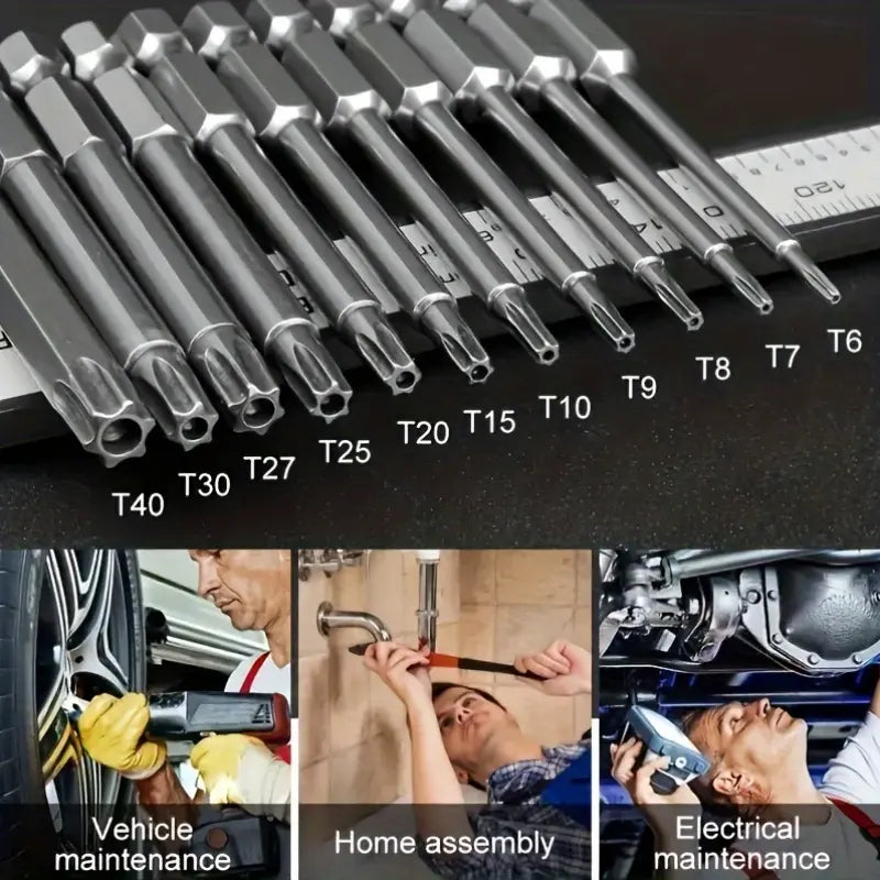 Star-Shaped Plum Drill Bit Set – Magnetic Screwdriver Bits, Hex Shank S2 Steel, Heavy Duty for Vehicle Repair & Power Tools
