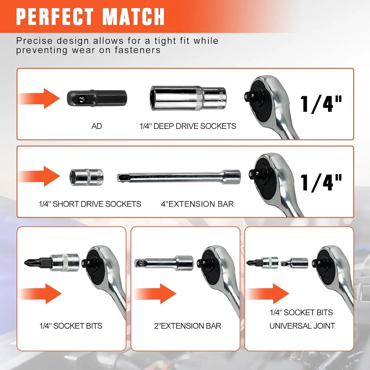 CR-V 46-Piece Ratchet Box Socket Set - Chrome Vanadium Steel, T-Handle Screwdriver with Cross and Hex Bits