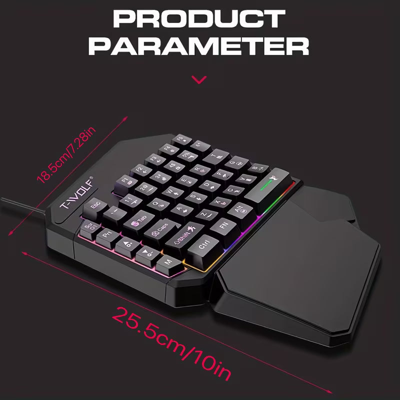 Single-Handed Mechanical Keyboard – Luminous, Compact & Portable for Gaming & Office