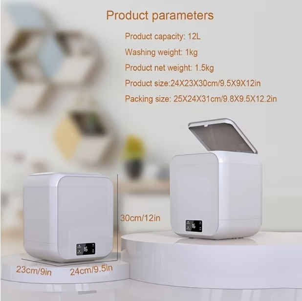 Stylish Mini Portable Washing Machine – High-Torque Pure Copper Motor, 4 Wash Modes, Separate Washing for Light & Thin Clothes, Helps Avoid Cross-Infection