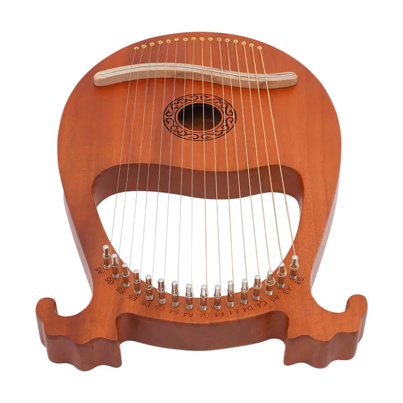 16-String Mahogany Wooden Harp Set 26x3.3x39cm - European Style with Tuner, Cloth and Accessories for Adults and Children