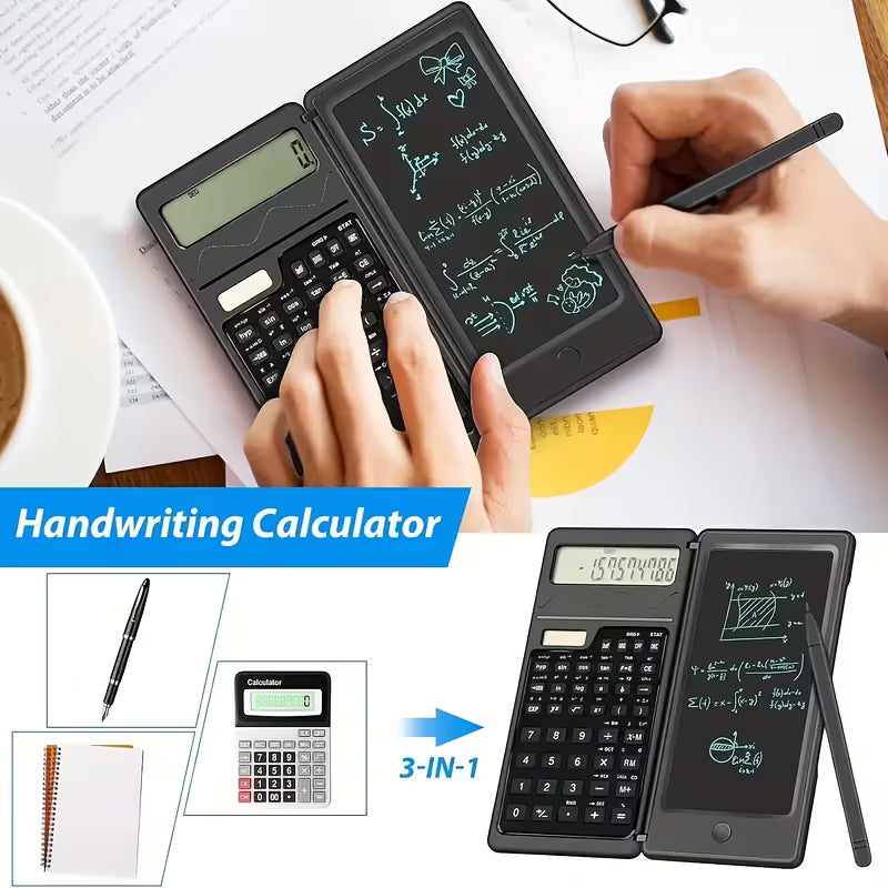 Ultra-Slim LCD Writing Board & Scientific Calculator – 10-Digit, Solar & Battery, for Math & Physics