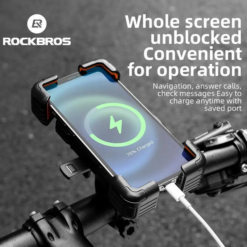 ROCKBROS Bike Phone Holder Mount - Quick Release Handlebar Clamp for 4.5''-7.1'' Phones, 360° Rotatable