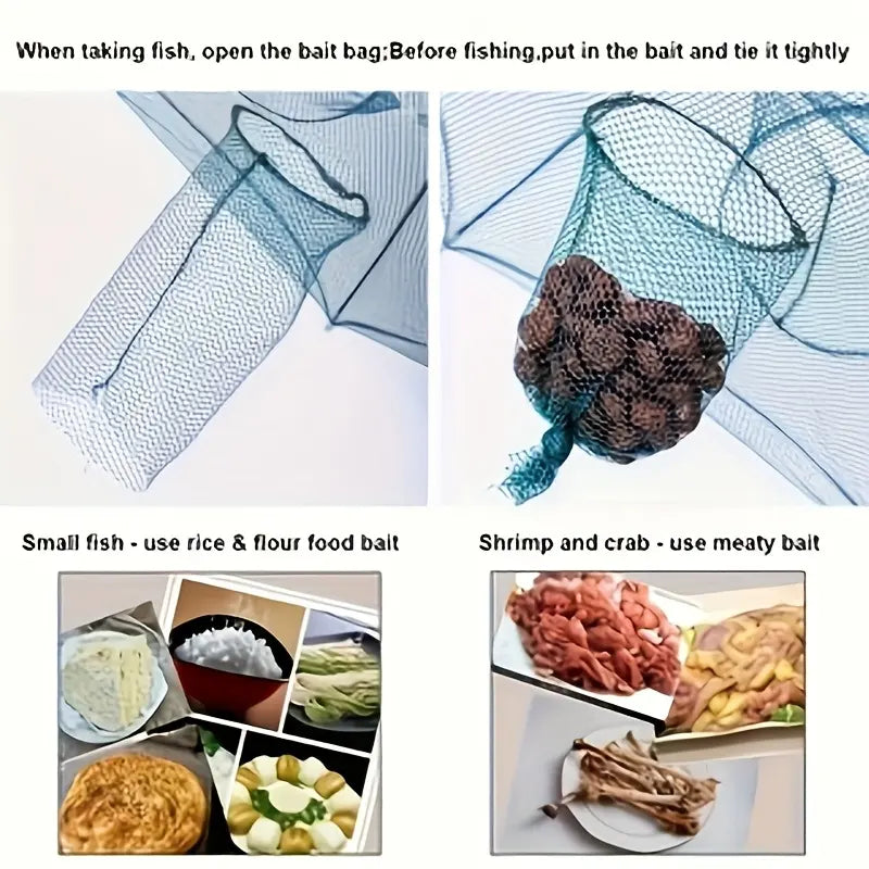 5-Piece Hexagonal Fish Trap Set - 6-Hole Design, Durable Nylon Mesh for Shrimp, Crabs and Fish, Portable Outdoor Fishing Gear