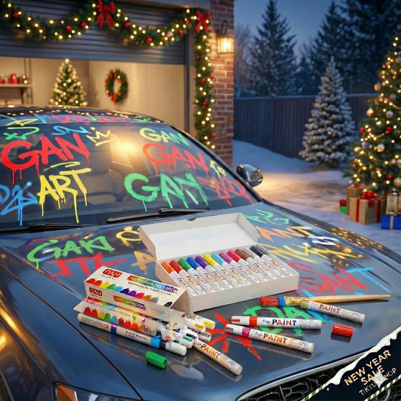 12Pcs 2026 New Year Waterproof Tire Paint Pen Permanent Oil-Based Marker for Car Rims Car Mods Accessories Gift for Men