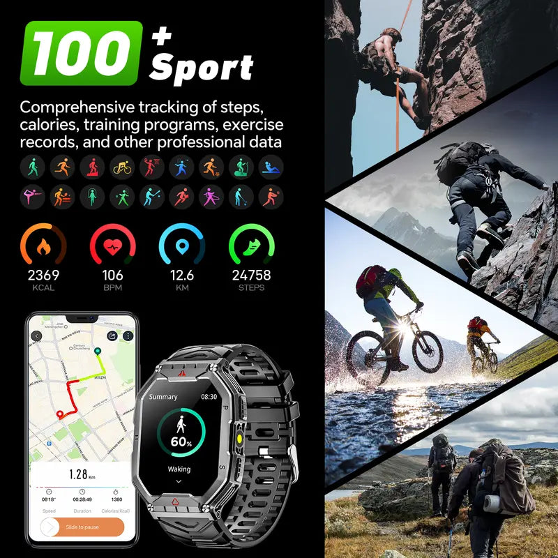 Smart Watch for Men – 2.1" Ultra Large HD AMOLED Display, Make/Answer Calls, Military-Grade, Waterproof, Voice Assistant, Compatible with Android & iOS, Fitness Tracker