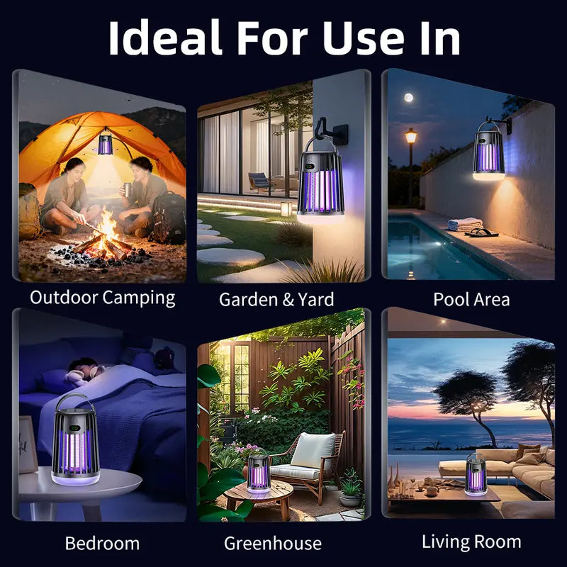Cash on Delivery ✈ Solar Bug Zapper with Dual Charging, Electric Mosquito Killer & LED Lantern, Portable Indoor & Outdoor Insect Trap for Home, Patio, Garden & Camping