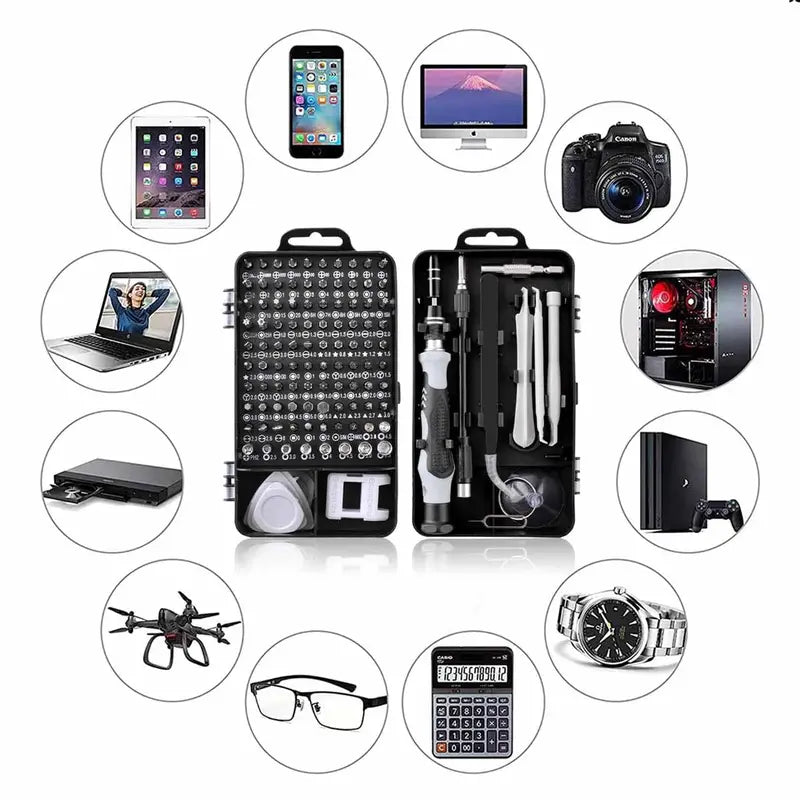 115-Piece Precision Screwdriver Set – 101 Bits for Electronics, Computer, Laptop & Phone Repair, Complete Kit with Metallic Storage Case