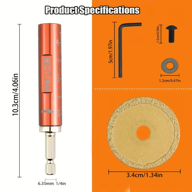 Internal PVC Pipe Cutter – Replaceable Diamond Blades, 2.5" Depth, 1/4" Hex Shank for PVC & PPR