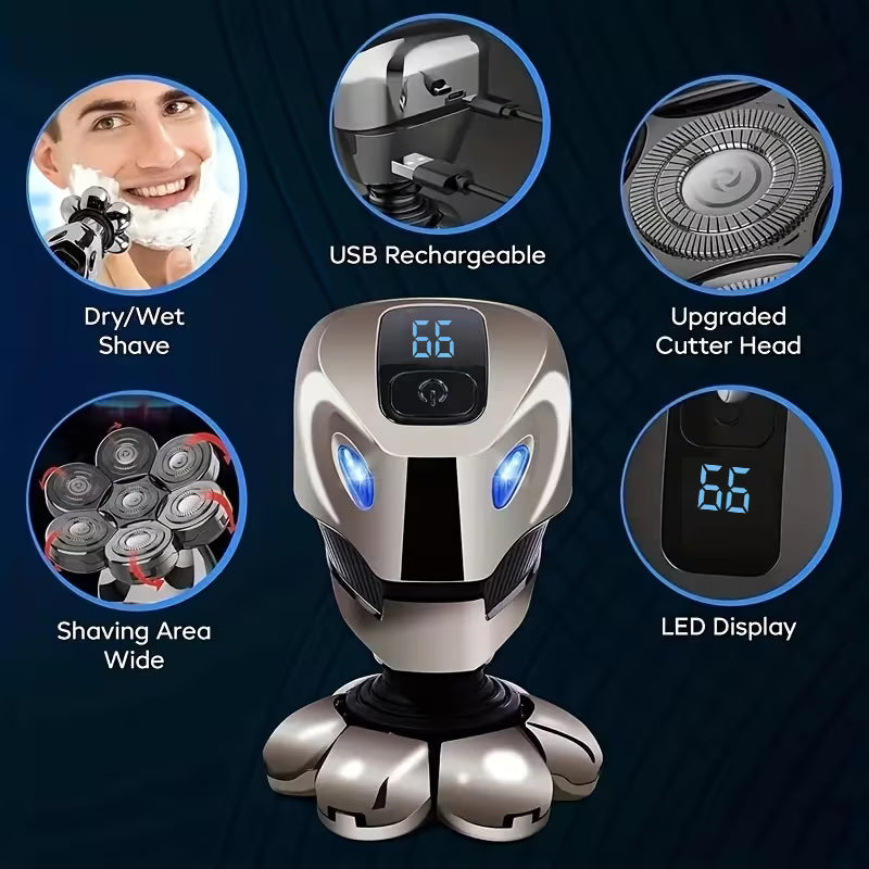 Men's 9-in-1 Grooming Kit – USB Rechargeable Head Shaver, Clipper, Nose Trimmer & Cleanser for a Clean, Confident Look