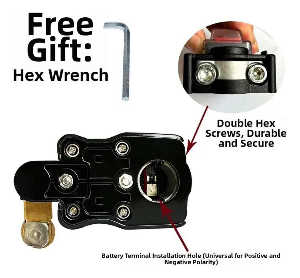 Reliable Battery Disconnect Switch with Power Level Indicator - Cut Off Device for Auto and Marine Battery Disconnect