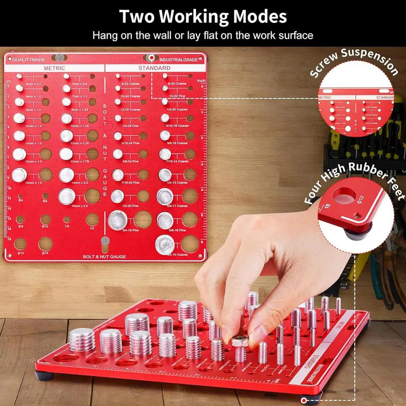 Metric & Standard Thread Checker – 42-Point Thread Checker, Test Gauge Set, Thread Size Identification Board, Hand Measuring Tool for Efficient DIY Projects