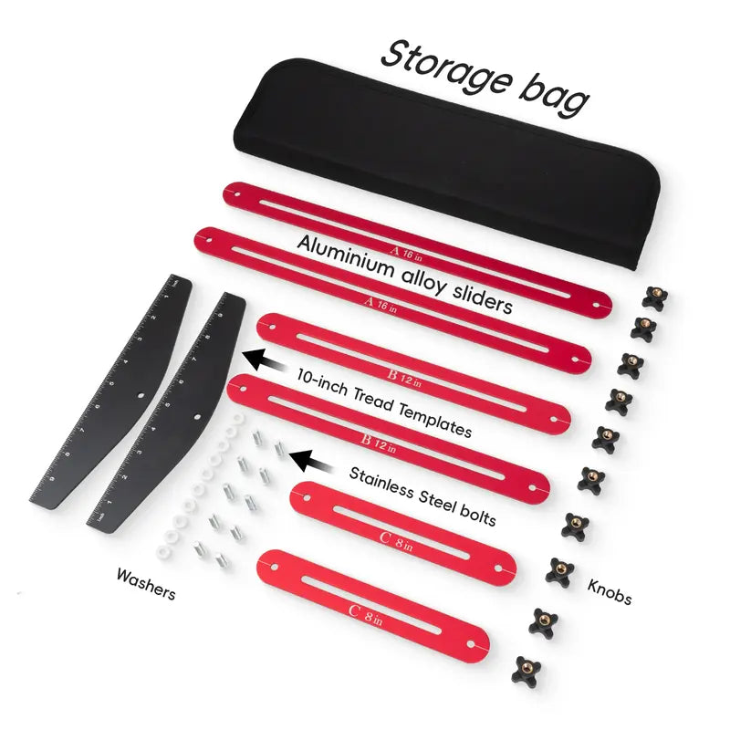 Aluminum Alloy Stair Tread Template Tool - Professional Adjustable Stair Measuring Tool & Gauge Jig - Precise Woodworking Tool for Stairs, Risers, and Shelves - Home Improvement Layout Tool