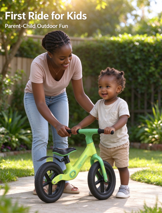 Kids Balance Bike – No-Pedal Training Bike for 1-6 Years, Adjustable Seat & Handlebar, EVA Foam Tires, Green
