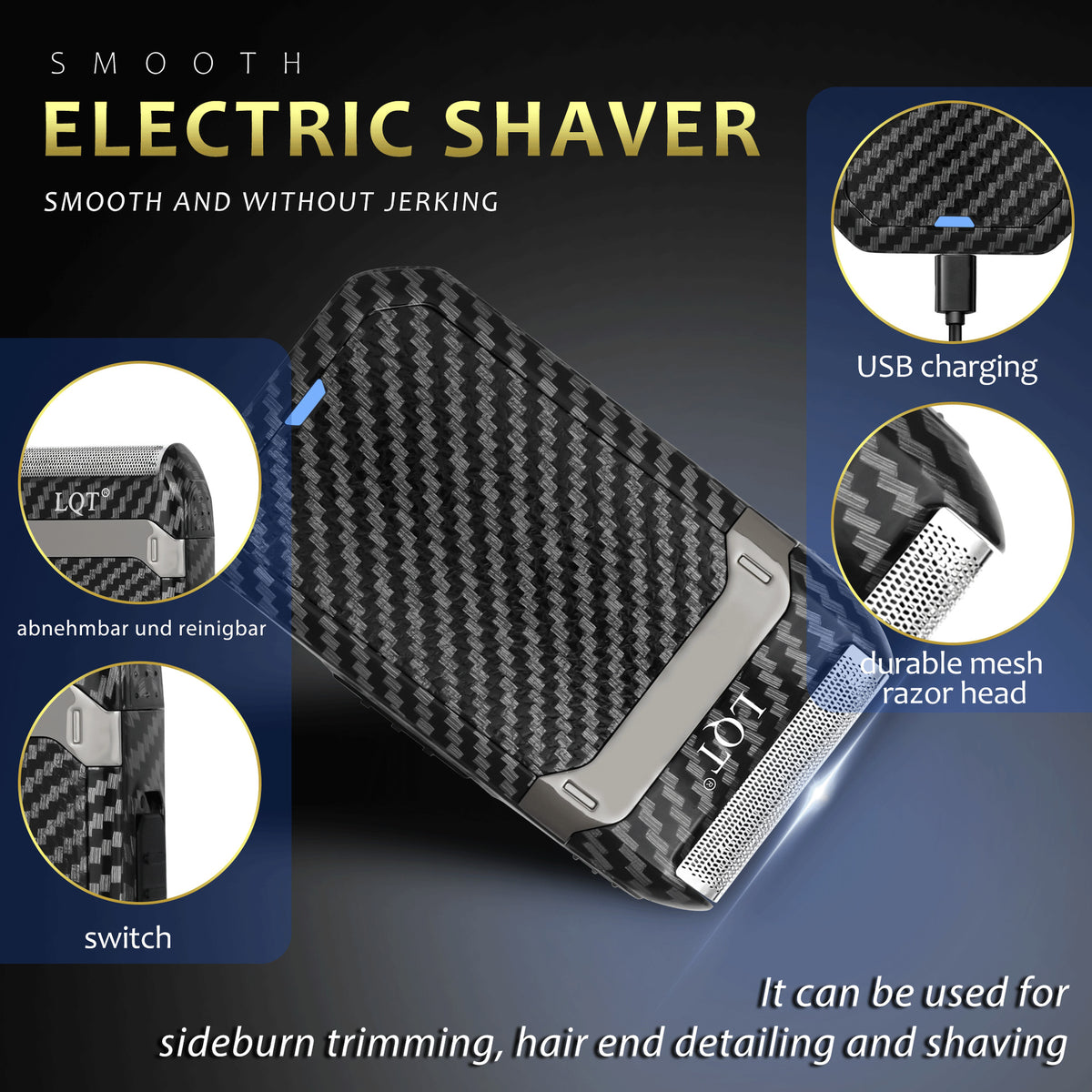 LQT 3pcs Men's Professional Hair Clipper & Beauty Set, LCD Display, Cordless USB Charging, Holiday Gift Box for Families & Barber Shops