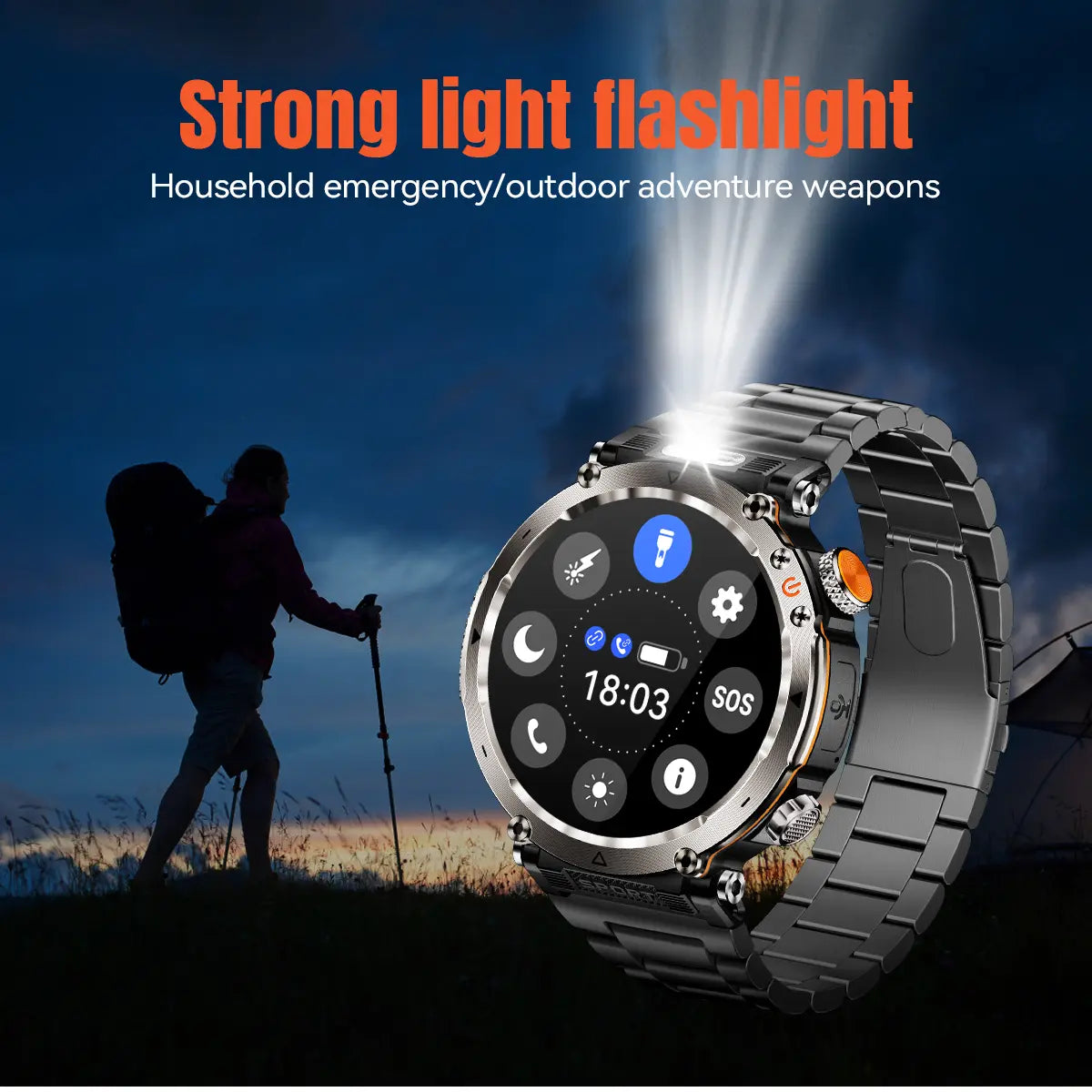 Men's Manly Style Smart Sports Watch - LED Light, Wireless Calling, Message Reminders, Sports Mode, Weather, Stopwatch for Android and iPhone