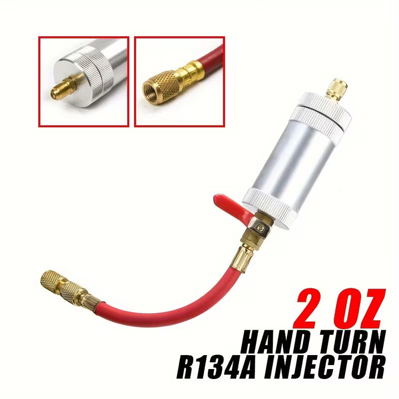 2oz Hand Turn Pump Oil & Dye Injector – with R134A/R12/R22 Car A/C Adapter