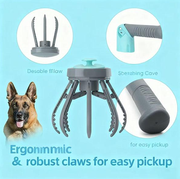 Portable Dog Poop Scooper with Built-in Waste Bag Dispenser, Outdoor Pet Gear for Easy Use