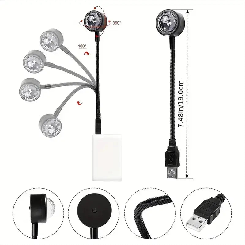 🔥 Limited-Time Offer, Order 1 Get 3 🔥 – USB Projection Lamp, Music Sync Mini Starry Sky Projector Light with USB Port, Ambient Light for Home Party Decor, LED Starlight Projector