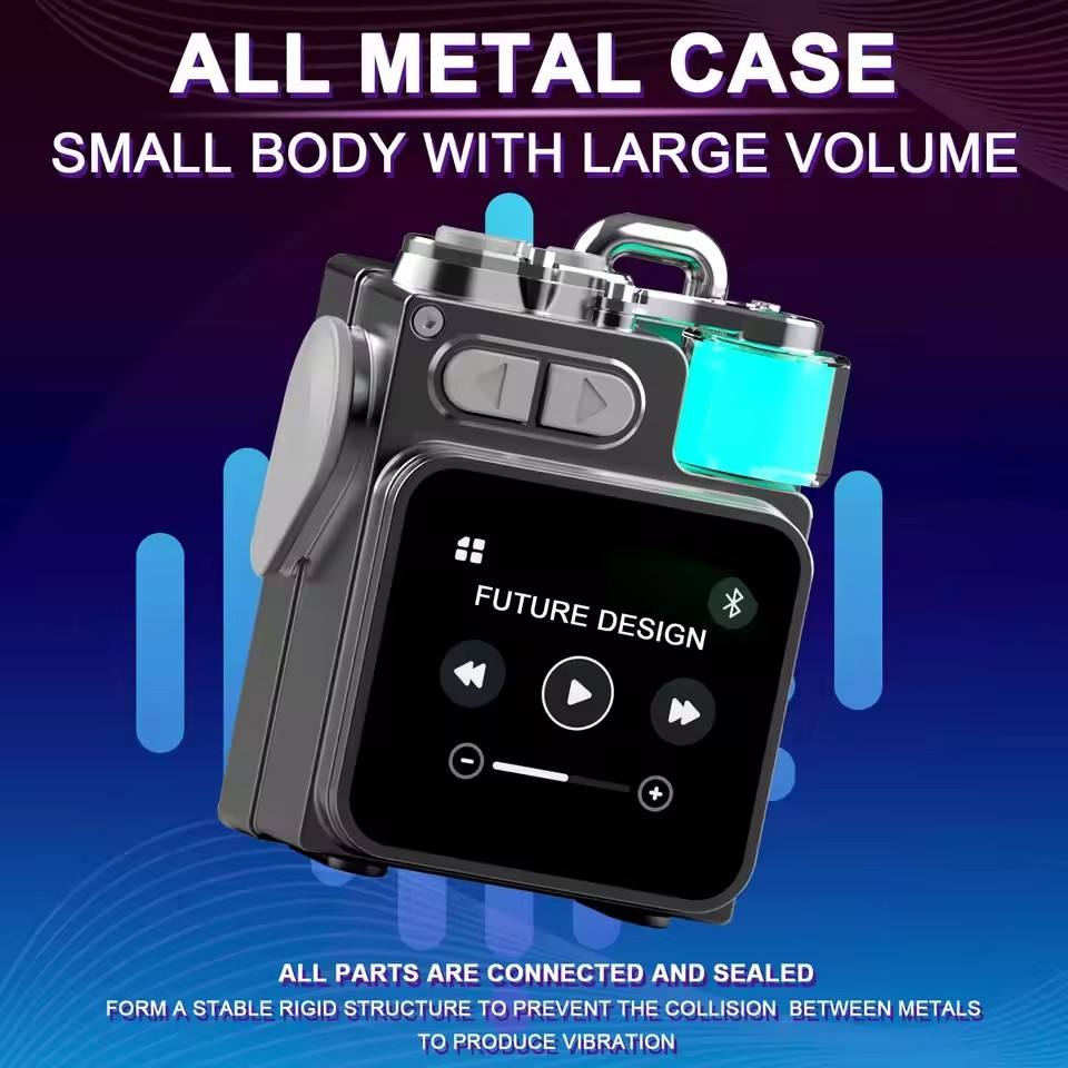 Portable Mini Multi‑function Wireless Music Player – Touchscreen, Rechargeable Stereo Radio Speaker with Cool Light – Multifunctional Desktop Speaker for Home, Office