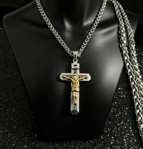 Cash on Delivery – Men's Minimalist Faith Cross Necklace – Stainless Steel with Inscriptions, Durable Fashion Accessory for Daily Wear, Gift for Men – Halo Accessories