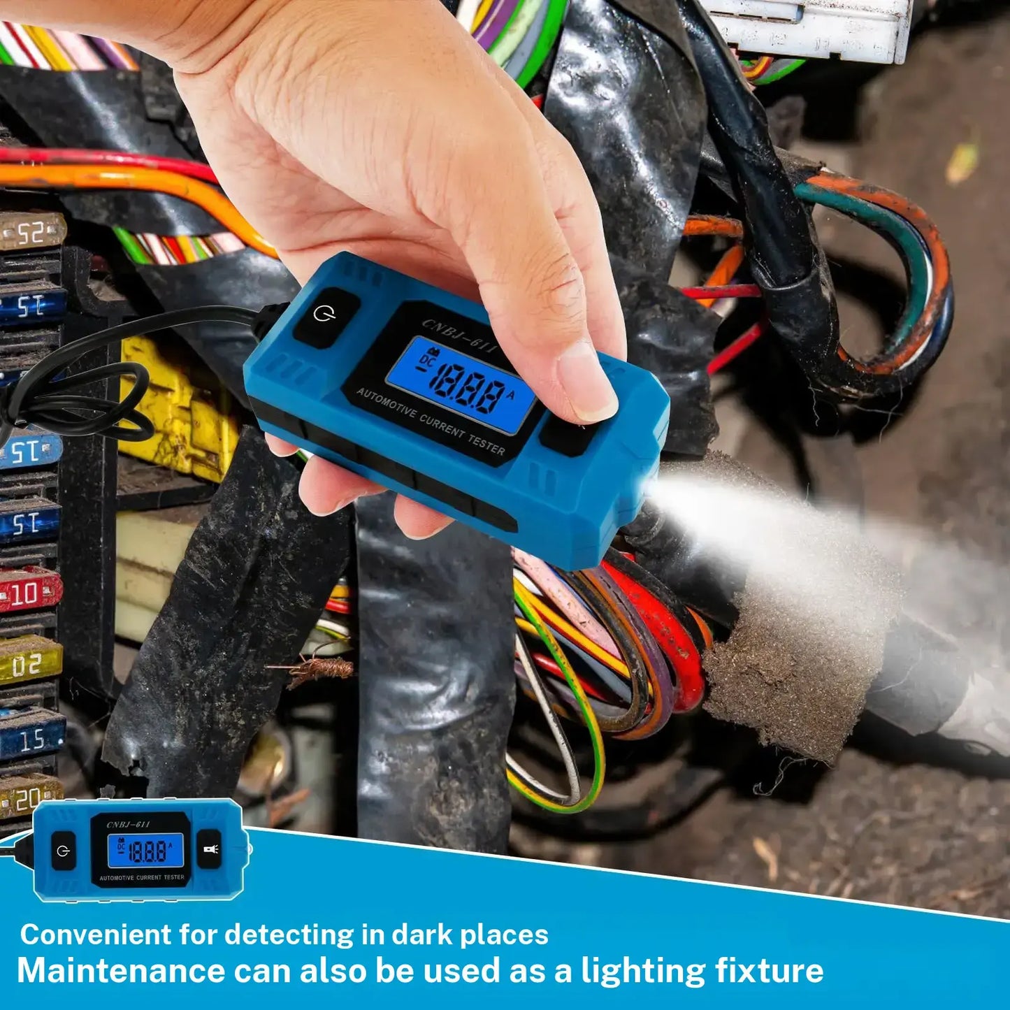 Car Circuit Tester with Display - Accurate 48V Automotive Fuse Tester, Portable Electrical Fault and Current Diagnostic Tool
