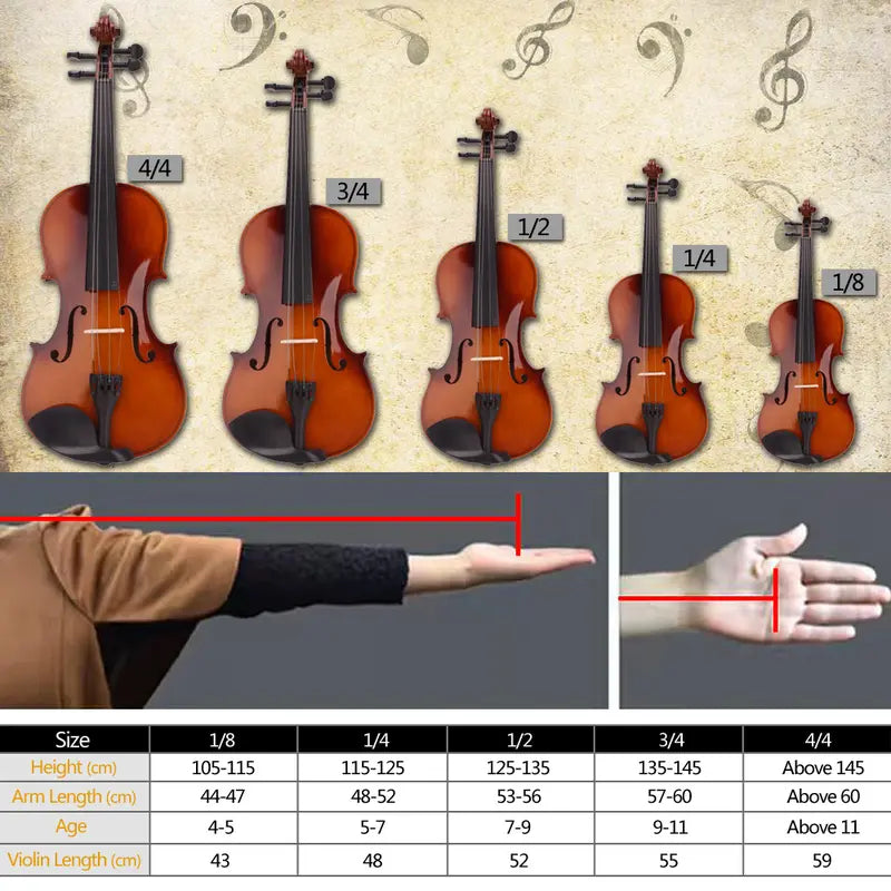 4-String 4/4 Concert Size Natural Basswood Acoustic Violin Kit - Complete Beginner Set with Case, Bow, Rosin, Fingerboard and Chin Rest