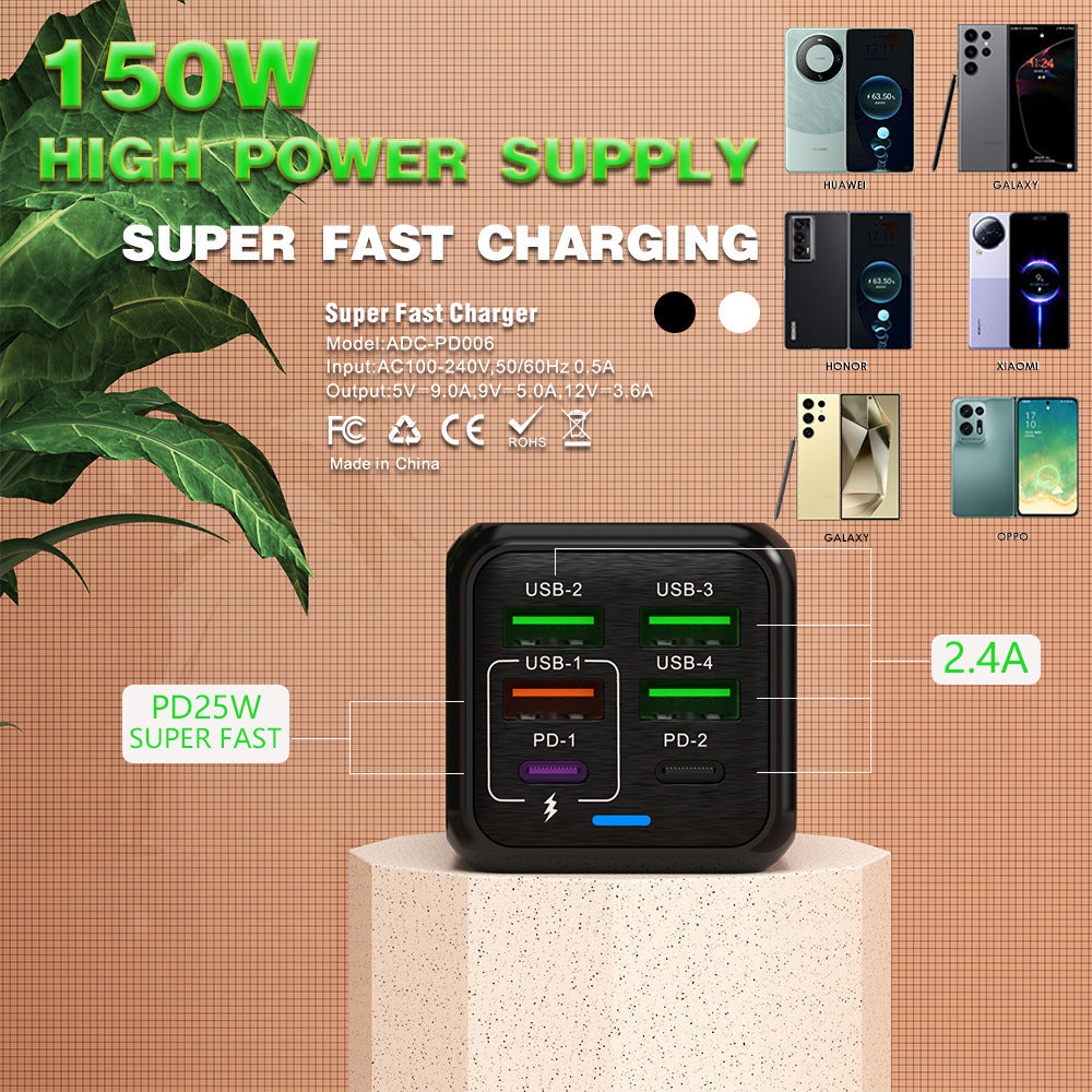 150W Super Fast Charging Head - Multi-Port Desktop Charger and Multifunctional Adapter