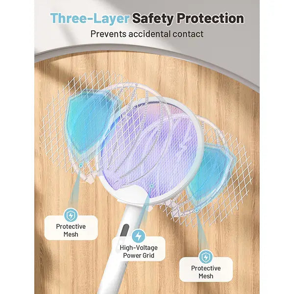 Cash on Delivery ✈ 2 in 1 Mosquito Killer Racket, 4000V Foldable Electric Fly Swatter with Charging Base & Purple Light, Rechargeable 1800mAh Bug Zapper Indoor for Home, Patio, Backyard, Camping Use