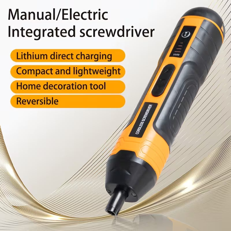 Electric Screwdriver – Rechargeable, Straight Handle, USB Charging with Torque Adjustment