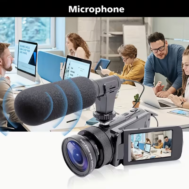 HD 1080P Digital Video Camera with External Microphone – 16MP Video & Photo Recording, Ideal for Family Gatherings, Travel & Everyday Memories
