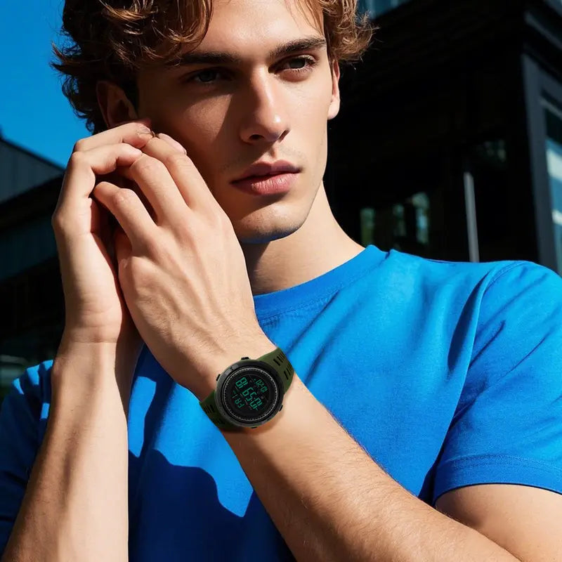 🔥 Clearance Special – Order 1 Get 3 🔥 – OIDEA Fashionable Digital Outdoor Men's Watch – Large Dial, Shockproof, Waterproof Silicone Band Wristwatch with Calendar, Alarm, Stopwatch Functions