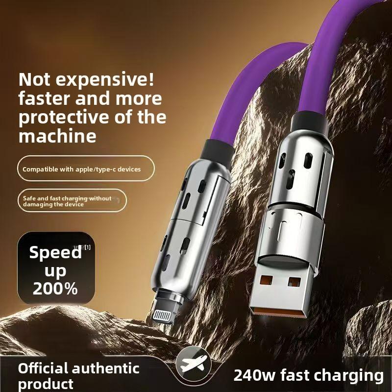 Buy 1 Get 1 Free 240W 4-in-1   1.5m Fast Charging Cable Type-C For Apple & Android Devices