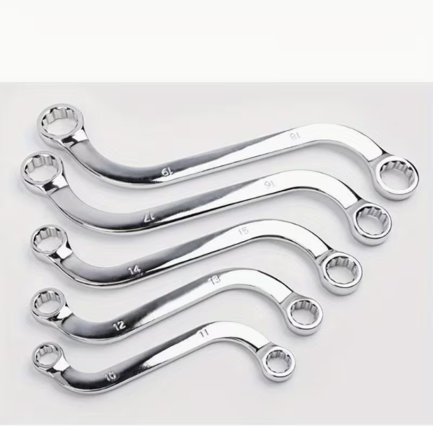 5-Piece S2S Double-Ended Allen Wrench Set – 140-240mm Combination Ring Spanner, Curved Steel Fastener Repair Tools, Washable