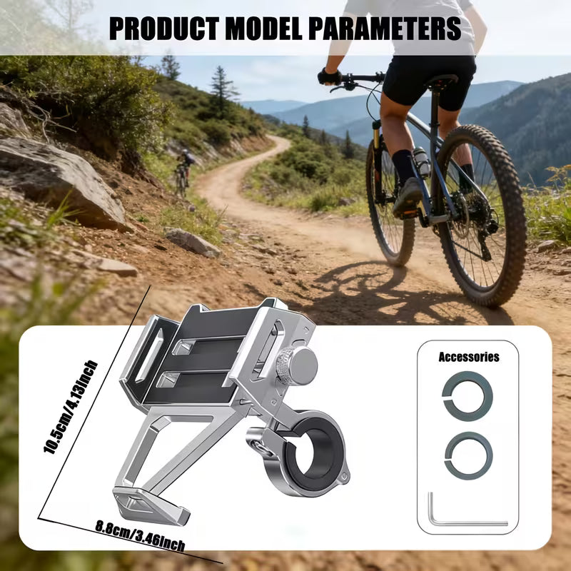 360-Degree Rotatable Aluminum Alloy Phone Holder, Universal Anti-Shake Navigation Mount