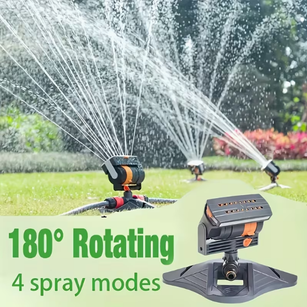 Garden Sprinkler with 16 Nozzles – 180° Rotatable Adjustable Head, Automatic Irrigation System, Wide Coverage, Easy Setup, No Electricity Required, for Lawn & Garden Watering