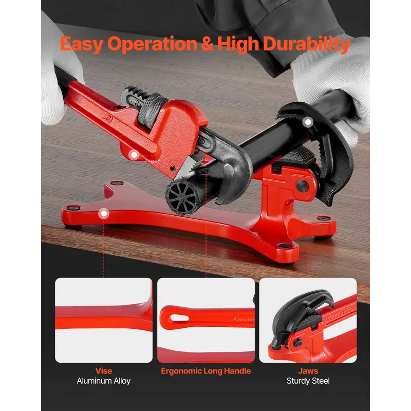 Portable Pipe Vise Tool - 2.62 lbs High-Strength Aluminum, 1/8"-1.5" Clamp Range, Anti-Slip Grip for PVC Pipe Plumbing
