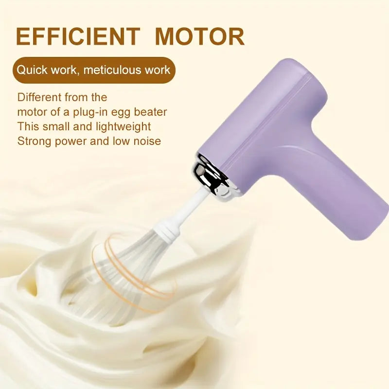 Rechargeable 3-Speed Hand Mixer – Multifunctional Kitchen Tool with 2 Whisk Attachments, Easy to Clean & Durable, Ideal for Baking & Daily Mixing