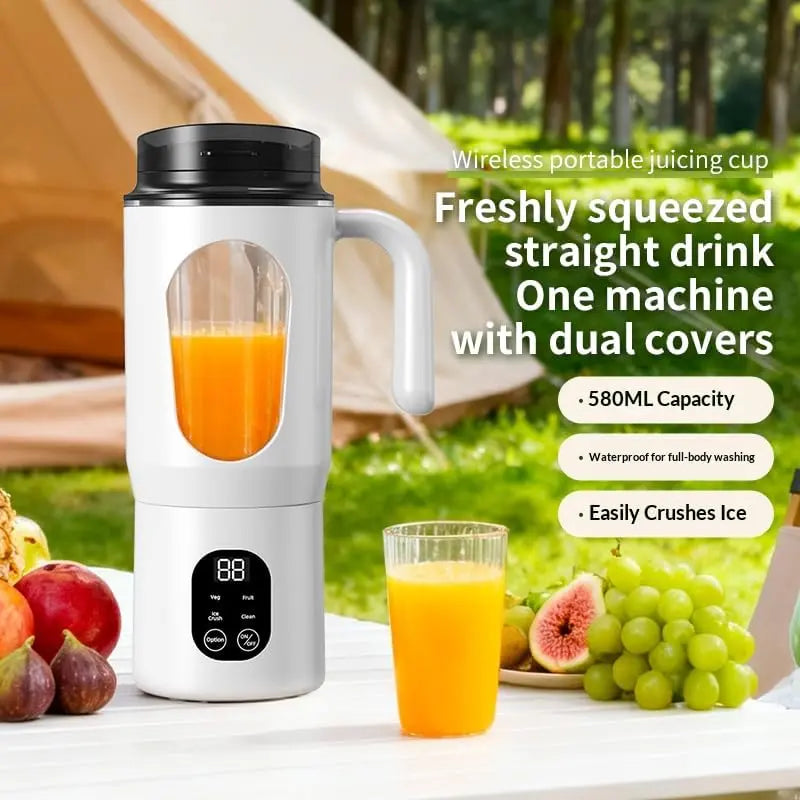 580ML Portable Juicer with LED Display - USB Rechargeable, 22000 RPM, Self-Cleaning for Smoothies and Ice Crushing