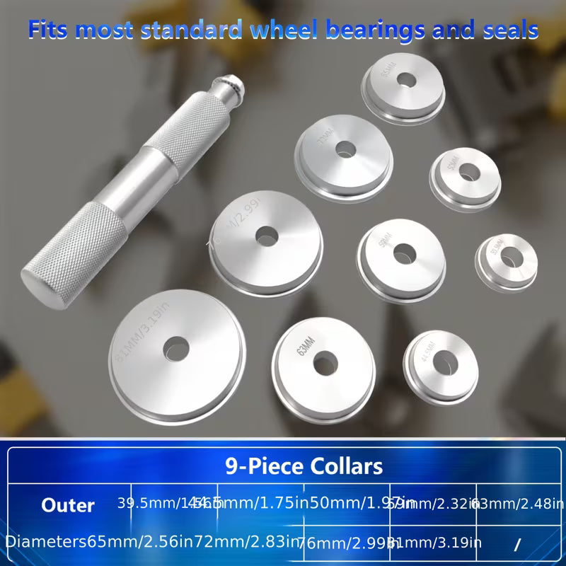 10-Piece Bearing Press Kit - Bearing Race and Seal Bushing Driver Set with 9 Adapters for Installation