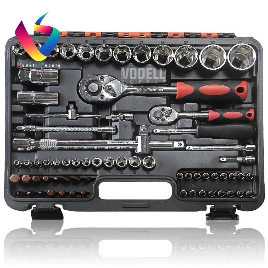 CR-V 82-Piece Ratchet Box Socket Set - Combination Socket Wrench Spanner Tool Kit (Packaging May Vary)