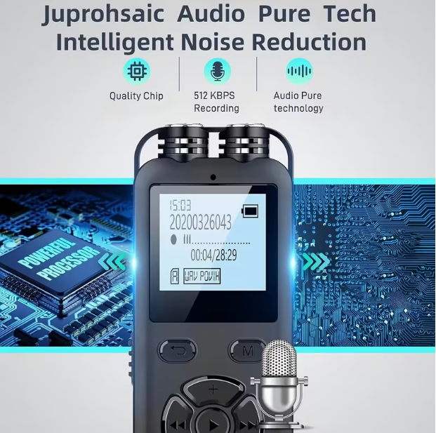 Mini Voice Recorder with Screen & External Speaker – 32GB Storage, Voice-Activated Recording, Long Battery Life, MP3 Playback, for Students, Business & Meetings