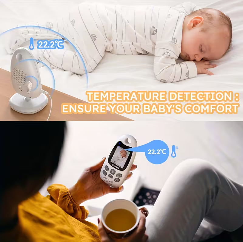 Portable Monitor with Camera & Audio, No WiFi, Auto Night Vision, Two-Way Audio, VOX Mode, 2-inch HD Screen, Feeding Reminder, Temperature Sensor, Lullabies for Nursery