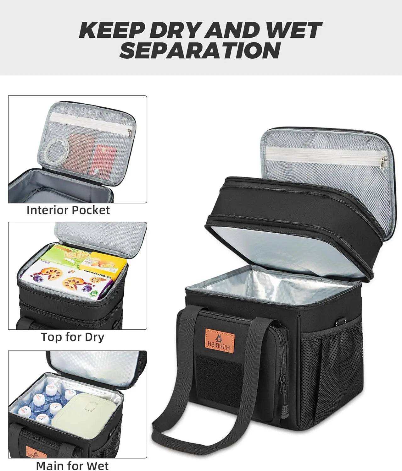 HSHRISH LB04 Tactical Lunch Cooler Bag - 16L Insulated, 20-Can Capacity for Work and Camping