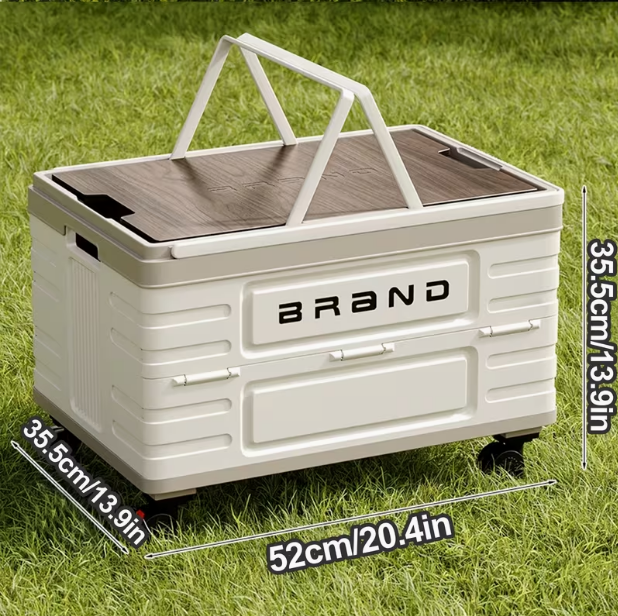 30L Collapsible Storage Bin with Lid & Handle – Portable Stackable Plastic Crate for Camping, Fishing, Car, RV & Office