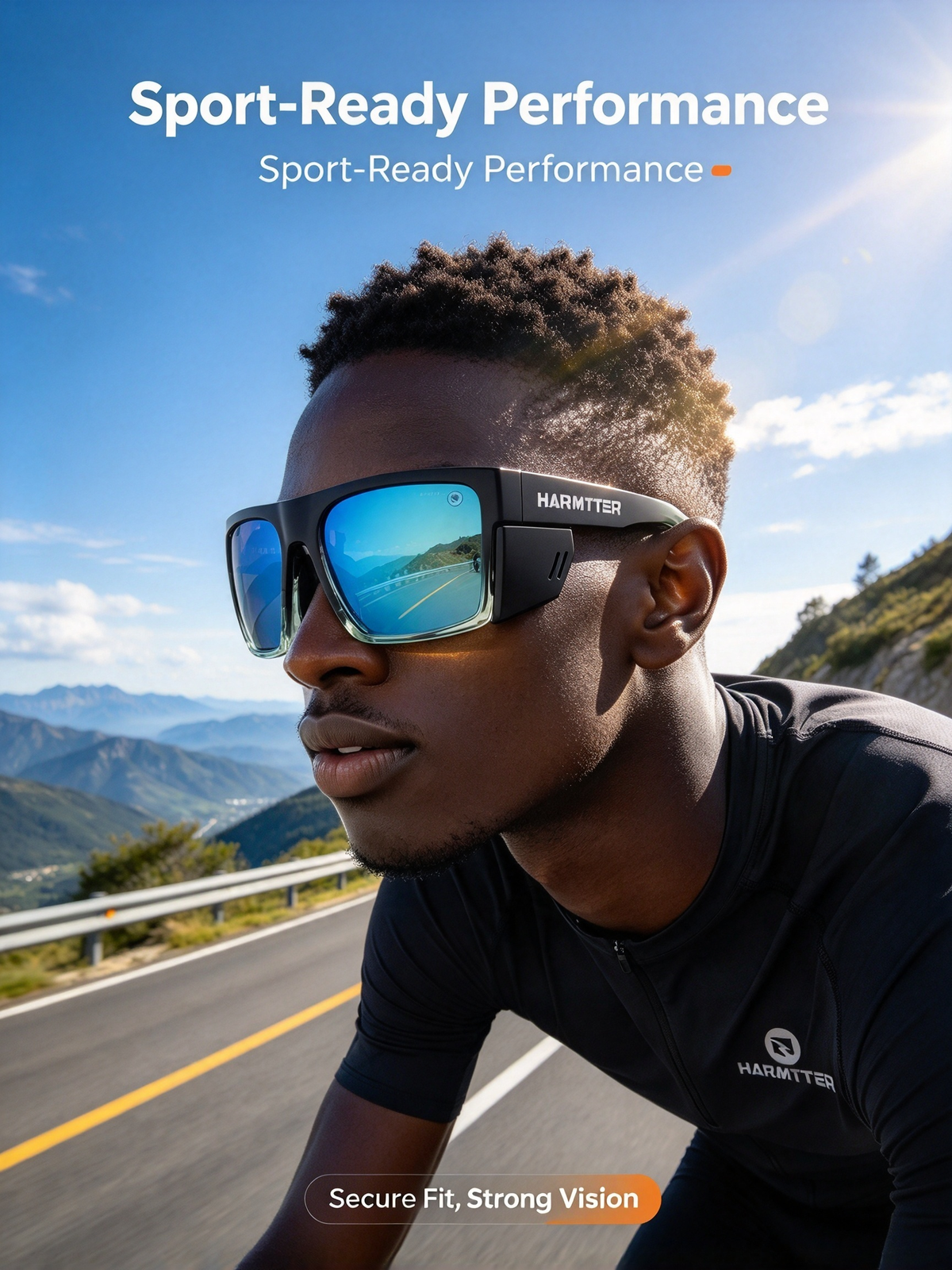 HARMTTER Sports Cycling Sunglasses - Windproof UV Protection Polarized Goggles for Bike Riding