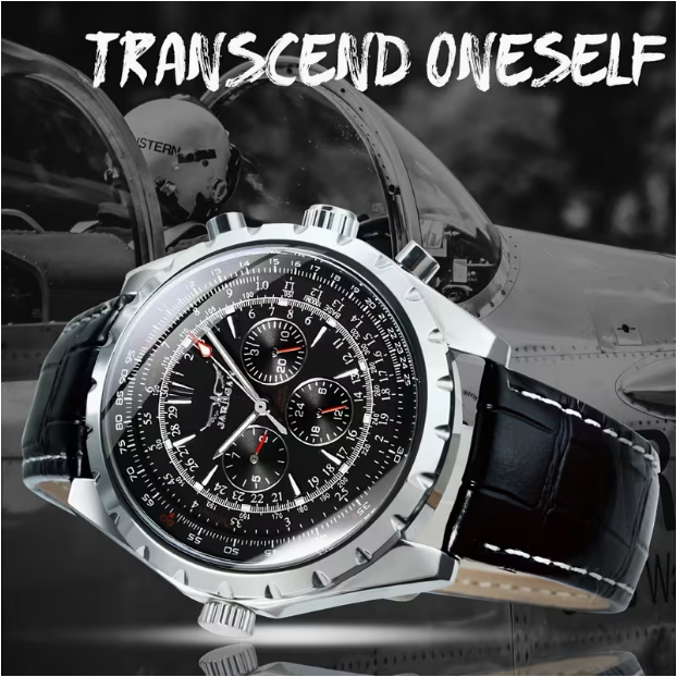 Pilot Sports Automatic Mechanical Watch for Men – Multifunctional Small Dials, Week & 24-Hour Display, Calendar, Business Casual Style