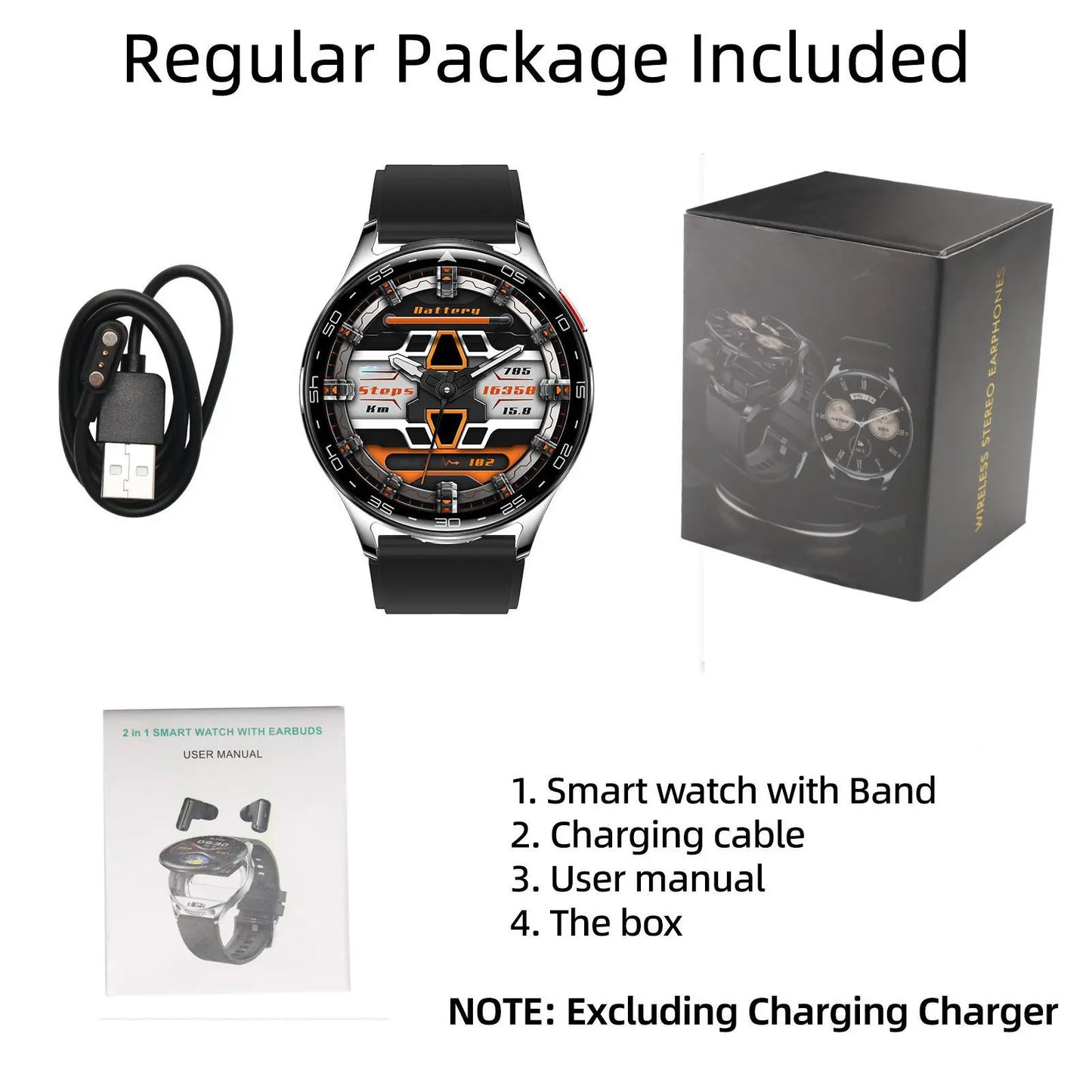JELLOO Smart Watch with Earbuds - Multifunctional 1.39" HD Touch Screen Smartwatch with Call Answer, Music Playback, IP68 Water Resistant, Compatible with iPhone and Android