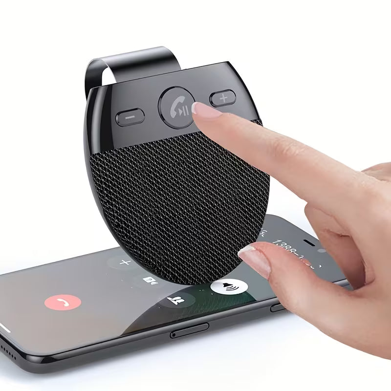 Car Hands-Free Speakerphone – Sun Visor Kit with Mic, Auto Power-On & Music Playback